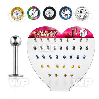 1764yl heart shape display w surgical steel ion plated 316 ste lower lip piercing