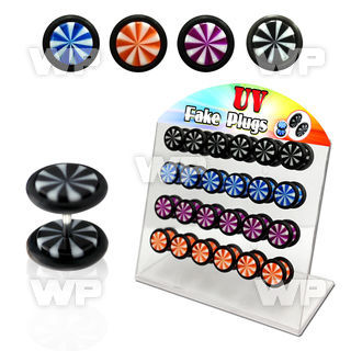 1764zl display w acrylic fake cheater plugs beach ball pattern belly piercing