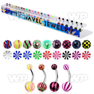 17j4u0 display w steel belly bananas 1 6mm an 8mm 5mm acrylic belly piercing