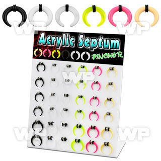 17miel9 display w mixed colors acrylic septum pinchers double o r ear lobe piercing