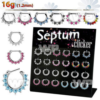 17miet0 board w crystal studded septum clickersurgical steel nose piercing