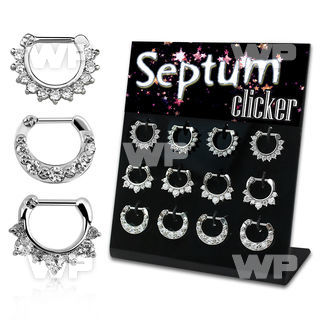 17mietz board 12 pcs of crystal studded septum clickersurgical nose piercing
