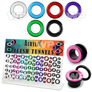 17mis9 display 84 pcs of acrylic screw fit flesh tunnel painted ear lobe piercing
