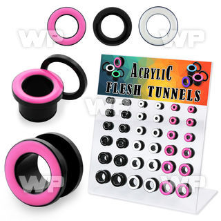 17miyp display w acrylic screw fit flesh tunnel painted rim size ear lobe piercing
