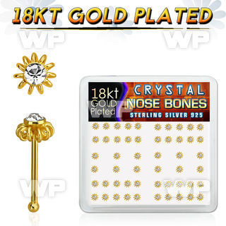 18nbfwxc box w 52 gold plated silver nose bones w wire flower top