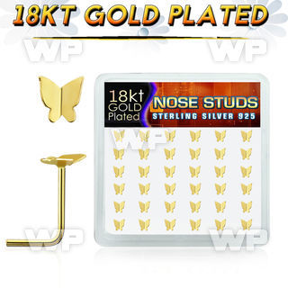 18sbtf36 box w gold plated silver nose studs w flying butterfly