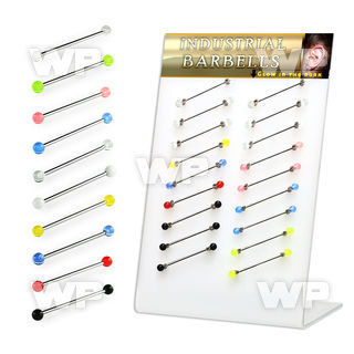 18u1ee display with of surgical steel industrial barbells5mm uv 