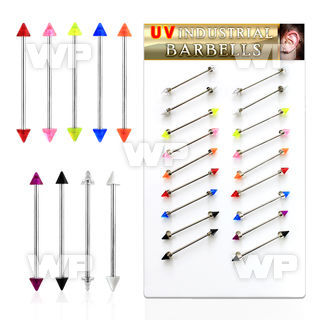 18u1el display with of 316l steel industrial barbells 1 6mm 5mm 