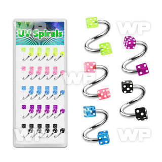 1c3mw0 box w of surgical steel eyebrow spirals 1 6mm 3mm acryli eyebrow piercing