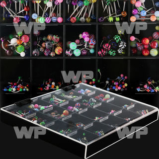 1j4ckk display w assorted surgical steel bananas barbells belly piercing