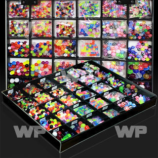 1j4czk box w assorted acrylic body jewelry parts ball s dices belly piercing
