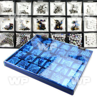 1j4czp box w surgical steel ball s jewel ball s dices cones belly piercing
