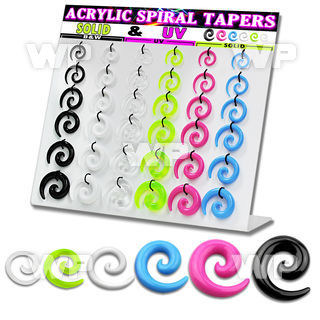 1jfmey display w acrylic spiral coil tapers in mixed colors size ear lobe piercing