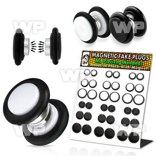 1jmqae display with of black white acrylic magnetic fake cheat belly piercing