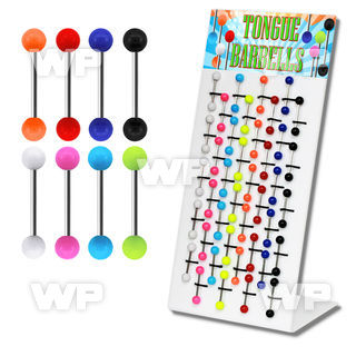 1jq4ck display w of surgical steel tongue bars 1 6mm 6mm solid tongue piercing