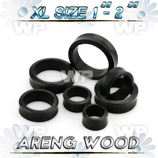 1mo2fb xl big gaue sized black areng wood double flare flesh tun ear lobe piercing