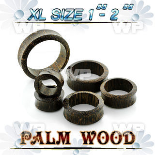 1mo4fb xl big gaue sized palm wood double flare flesh tunnel plu ear lobe piercing