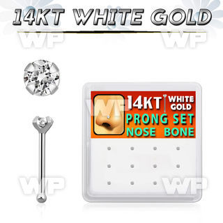 1ou4z display box w of 14kt white gold nose bone 1 5mm clea nose piercing