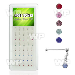 1u41je box w silver 925 nose bone 22g 0 8mm ball shaped top nose piercing