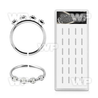 1xj496 box w silver seamless nose hoop w 4 clear 1.5mm crystals 