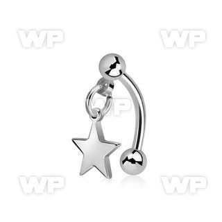316 steel eyebrow banana w a dangling plain steel star