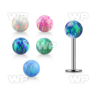 316l steel labret 18g w a 4mm synthetic opal ball