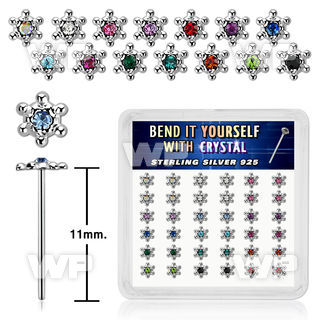 36 silver bend it nose stud clear crystal david star top 