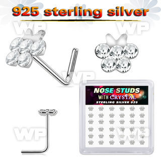 3f4hd6zy silver l shaped nose pins 22g butterfly clear 36