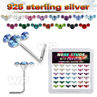 3f6h7jzy silver l shaped nose pins 22g crystals colors 36