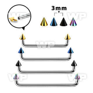 3h18r6uz steel surface barbell 1 6mm 90 degree angle 3 mm ion pla surface piercing