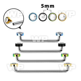 3h18rcds steel surface barbell 1 6mm 90 degree angle 5mm ion plat surface piercing