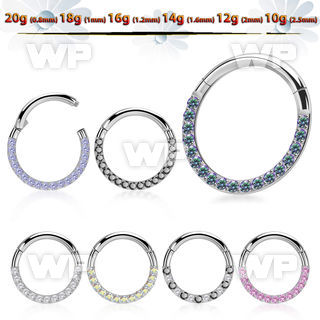 3i3xee steel segment ring cz stones at side