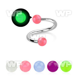 3m4ib surgical steel spiral 1 6mm 4mm acrylic glow in the dark eyebrow piercing