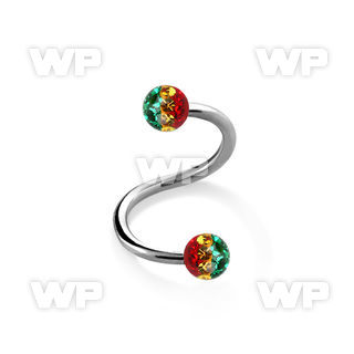 3mdasa surgical steel spiral 1 6mm 5mm ferido glued multi cryst eyebrow piercing