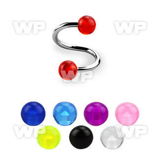 3mhq surgical steel spiral 1 6mm 5mm acrylic ball eyebrow piercing