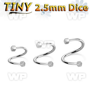 3mw18ks surgical steel eyebrow spiral 1 2mm tiny 2 5mm dices eyebrow piercing