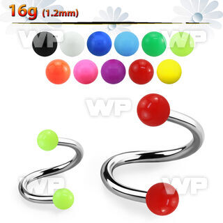 3mw374 surgical steel eyebrow spiral 1 2mm 3mm solid acrylic eyebrow piercing