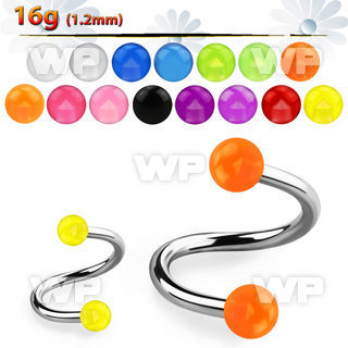 3mwhq4 surgical steel eyebrow spiral 1 2mm 3mm uv ball eyebrow piercing
