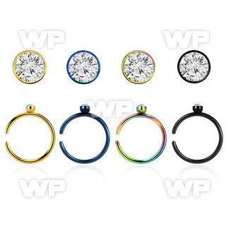 3uark ion plated 316l steel clip on nose ring round topcenter nose piercing