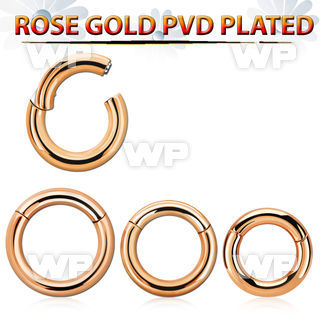 3wixrrt rose gold pvd plated 316l steel hinged segment ring 8g