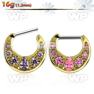 3wm8ey cz septum clicker one oval shaped cz stones surrounded septum piercing