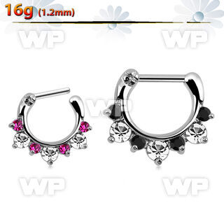 3wmxfey crystal studded septum clicker 1 2mm 316l steel closure septum piercing