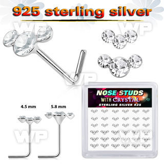 3zy6hjf6 silver nose pins 22g crystals curved color 36