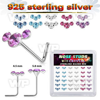 3zy6hjfj silver l shaped nose pins 22g crystals colors 36