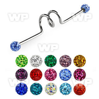 416d0 surgical steel industrial twister barbell 1 2mm 4mm ball tragus piercing