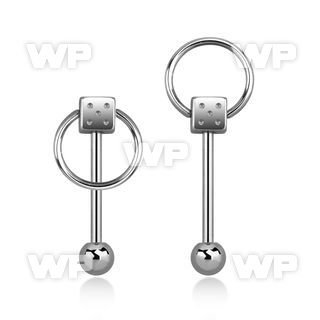 44183b surgical steel tongue bar 1 6mm top 5mm dice slave cbr tongue piercing