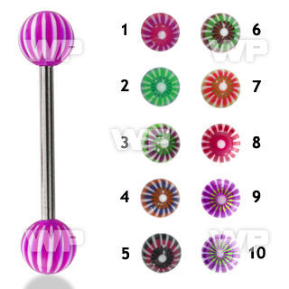 441f1 surgical steel tongue bar 1 6mm 6mm acrylic ballsbulls tongue piercing