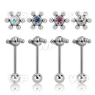 44336y surgical steel tongue bar 1 6mm 6mm starship gem ball tongue piercing