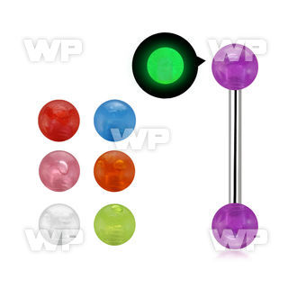 444ibs surgical steel tongue barbell 1 6mm 5mm acrylic glow in nipple piercing