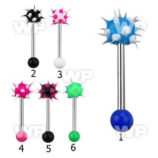 4463x surgical steel tongue bar 1 6mm top silicone coosh ball tongue piercing
